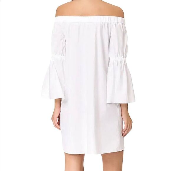 TIBI White Satin Poplin Off the Shoulder Dress - Picture 4 of 13